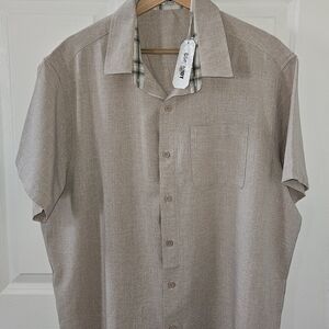 Stacy Adams Short-Sleeve Button-Down Shirt in Taupe